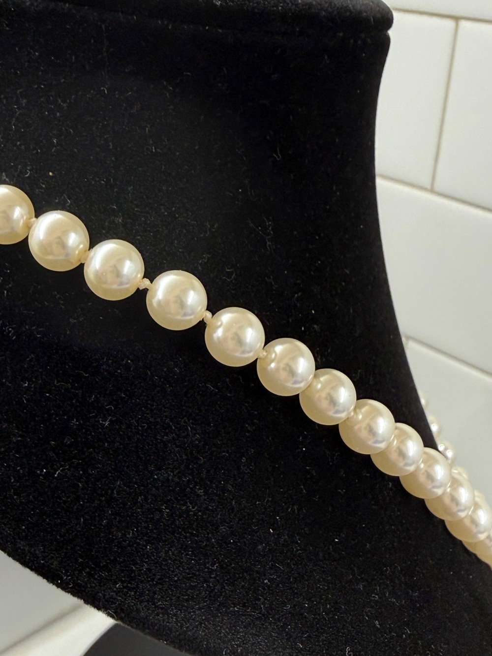 Hand Knotted Glass Pearl Necklace - Elegant Women’s Jewelry - Picture 5 of 5